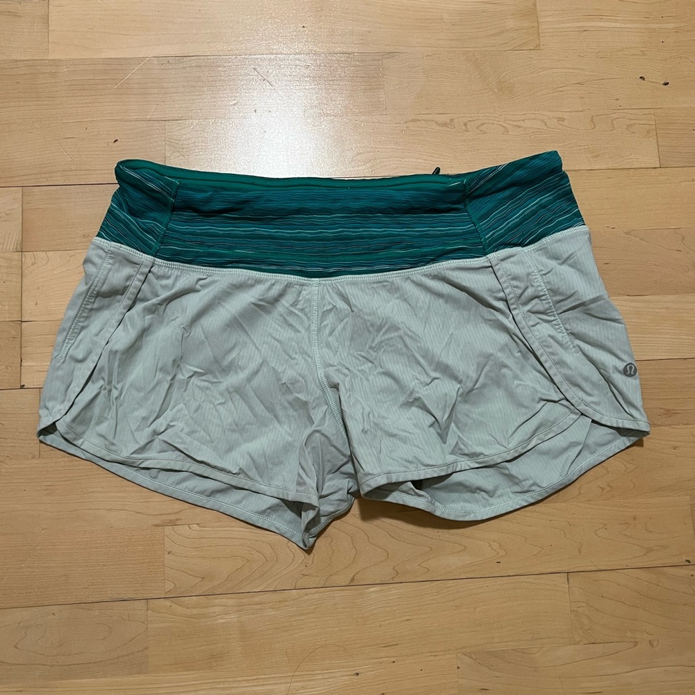 Lululemon Mint Green and Teal Speed Up Shorts